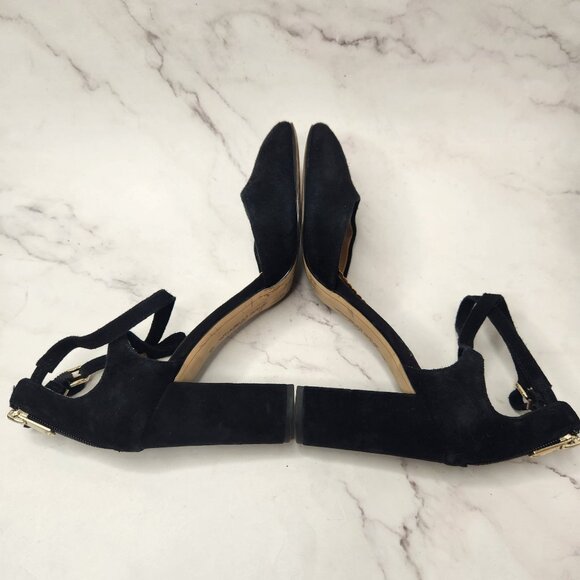 Sam Edelman Suede Leather Black Strappy Heels Chunky Block Heel Women's 8.5 - Picture 6 of 10